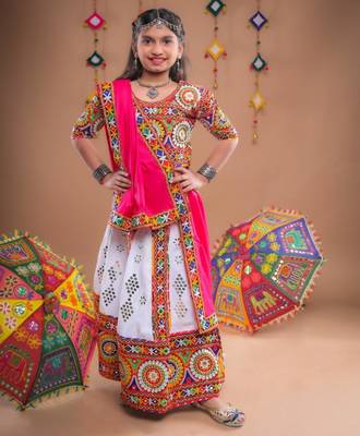 Multicolor color embroidered work rayon navratri kids-lehenga-choli 2