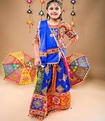 Multicolor color embroidered work rayon navratri kids-lehenga-choli