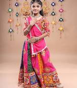 Multicolor color embroidered work rayon navratri kids-lehenga-choli