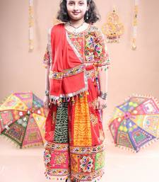 Multicolor color embroidered work rayon navratri kids-lehenga-choli