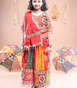 Multicolor color embroidered work rayon navratri kids-lehenga-choli