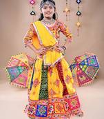 Multicolor color embroidered work rayon navratri kids-lehenga-choli