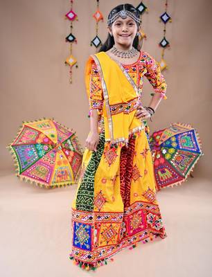 Multicolor color embroidered work rayon navratri kids-lehenga-choli 2