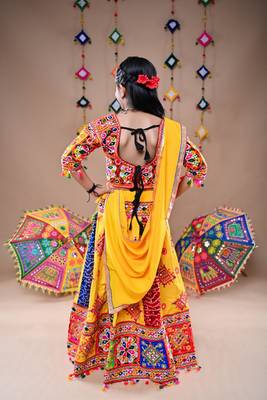 Multicolor color embroidered work rayon navratri kids-lehenga-choli 5