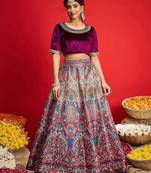 Embellished Sequinned Ready To Wear Velvet Lehenga & Blouse