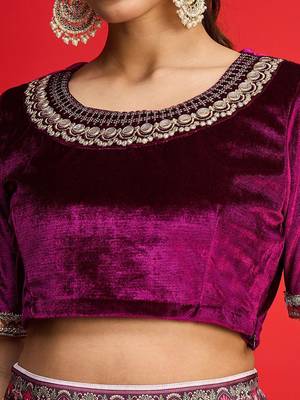 Embellished Sequinned Ready To Wear Velvet Lehenga & Blouse 2