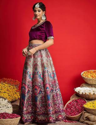 Embellished Sequinned Ready To Wear Velvet Lehenga & Blouse 4
