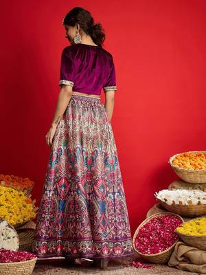 Embellished Sequinned Ready To Wear Velvet Lehenga & Blouse 5