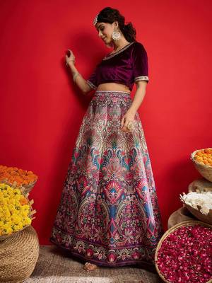 Embellished Sequinned Ready To Wear Velvet Lehenga & Blouse 7