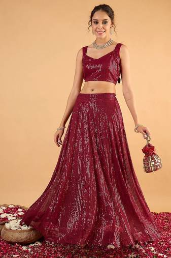 Embellished Sequinned Ready To Wear Lehenga & Choli