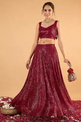 Embellished Sequinned Ready To Wear Lehenga & Choli