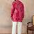 Mens pink silk blend ethnic motifs embroidered kurta with trouser