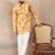 Mens yellow silk blend ethnic motifs embroidered kurta with trouser