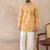 Mens yellow silk blend ethnic motifs embroidered kurta with trouser