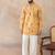 Mens yellow silk blend ethnic motifs embroidered kurta with trouser