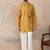 Mens green silk blend ethnic motifs embroidered kurta with trouser