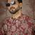 Mens maroon silk blend floral printed kurta with trouser