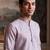 Mens blue jacquard geometric embroidered kurta with trouser