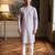 Mens blue jacquard geometric embroidered kurta with trouser