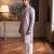 Mens blue jacquard geometric embroidered kurta with trouser