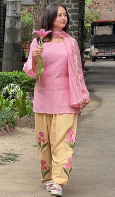 Light Pink Embroidery Work Cotton Salwar Suit 1