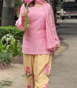 Light Pink Embroidery Work Cotton Salwar Suit