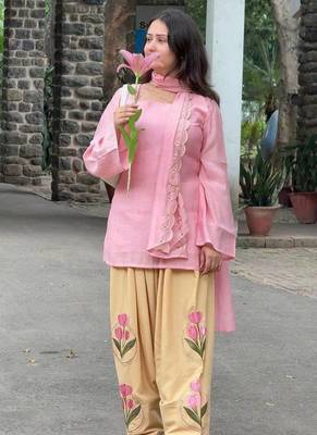 Light Pink Embroidery Work Cotton Salwar Suit 2