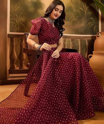 Bandhani Printed Lehenga With Choli & Dupatta 2