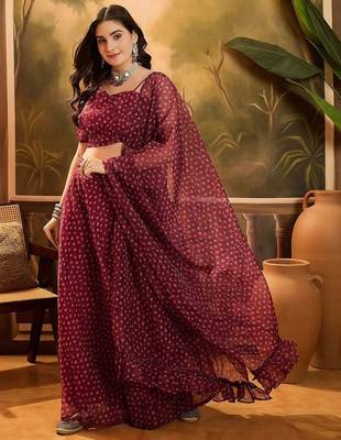 Bandhani Printed Lehenga With Choli & Dupatta 5