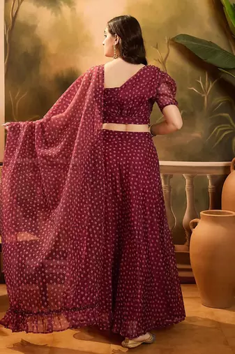 Bandhani Printed Lehenga With Choli & Dupatta