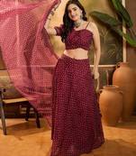 Bandhani Printed Lehenga With Choli & Dupatta