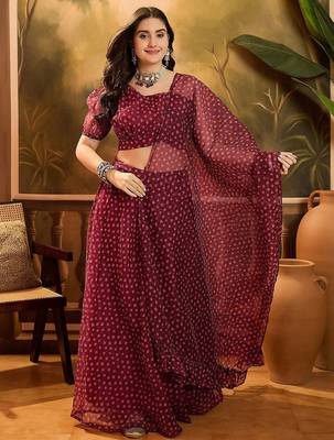 Bandhani Printed Lehenga With Choli & Dupatta 7