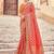 Red woven silk blend saree with blouse