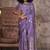 Purple satin silk saree with brocade blouse