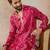 Mens pink silk blend ethnic motifs embroidered kurta