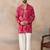 Mens pink silk blend ethnic motifs embroidered kurta