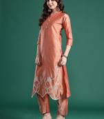 Women Floral Embroidered Regular Thread Work  Cotton Kurta with Trousers