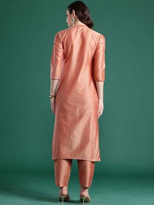 Women Floral Embroidered Regular Thread Work  Cotton Kurta with Trousers 3