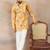 Mens yellow silk blend ethnic motifs embroidered kurta