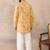 Mens yellow silk blend ethnic motifs embroidered kurta
