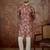 Mens maroon silk blend floral printed kurta