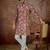 Mens maroon silk blend floral printed kurta