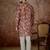 Mens maroon silk blend floral printed kurta