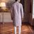Mens blue jacquard geometric embroidered kurta