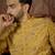 Mens mustard silk blend ethnic motifs printed kurta