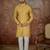 Mens mustard silk blend ethnic motifs printed kurta