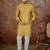 Mens mustard silk blend ethnic motifs printed kurta