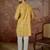 Mens mustard silk blend ethnic motifs printed kurta