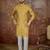 Mens mustard silk blend ethnic motifs printed kurta