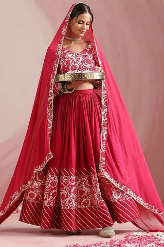 Floral Printed Gotta Patti Ready to Wear Lehenga & Choli With Dupatta